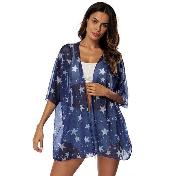 NWT Sheer Stars Printed Cover-up - Picture 5 of 5